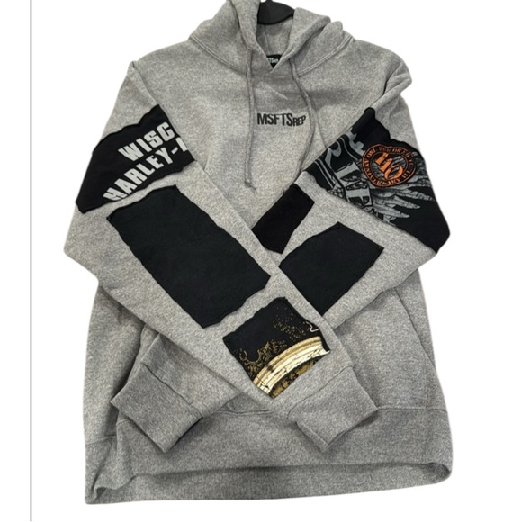 Msftsrep Jaden Smith Harley Davidson Heather Gray Patchwork Hoodie Size Small - Picture 4 of 10